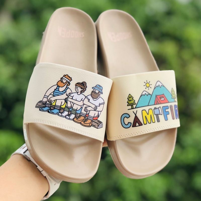 Dép unisex 𝐌𝐋𝐁 cắm trại ❤️FREESHIP +Tăng 1sz❤️ dép mlb camfire quai ngang thể thao nam nữ, kèm tem tag mác, Camfire-nâu