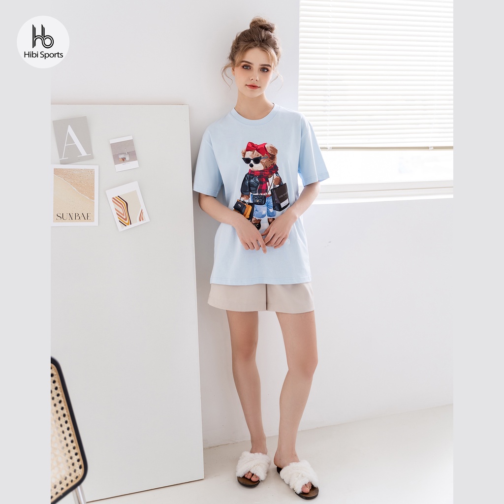 Áo thun tay lỡ Hibi Sports NGHIỆN SHOPPING ST006 kiểu phông unisex nam nữ, vải cotton Premium, form oversize