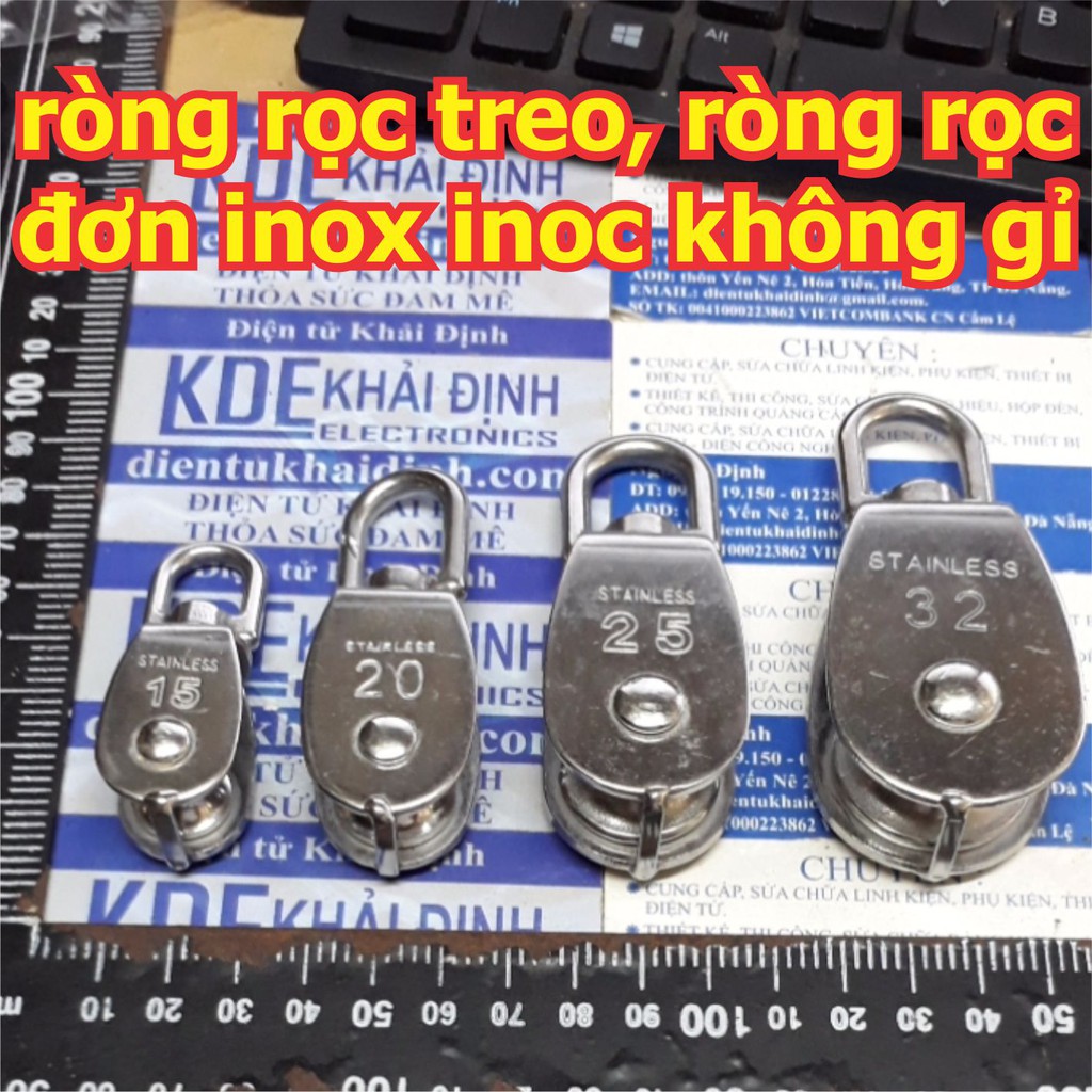 ròng rọc treo sắt mạ chrome không gỉ M15 dây phi 8mm kde4907
