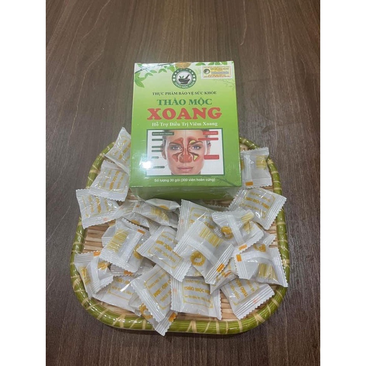 XOANG Thảo Mộc Nam hộp 30 gói mỗi gói 10 viên tặng kèm hộp 300 viên thông xoang mũi