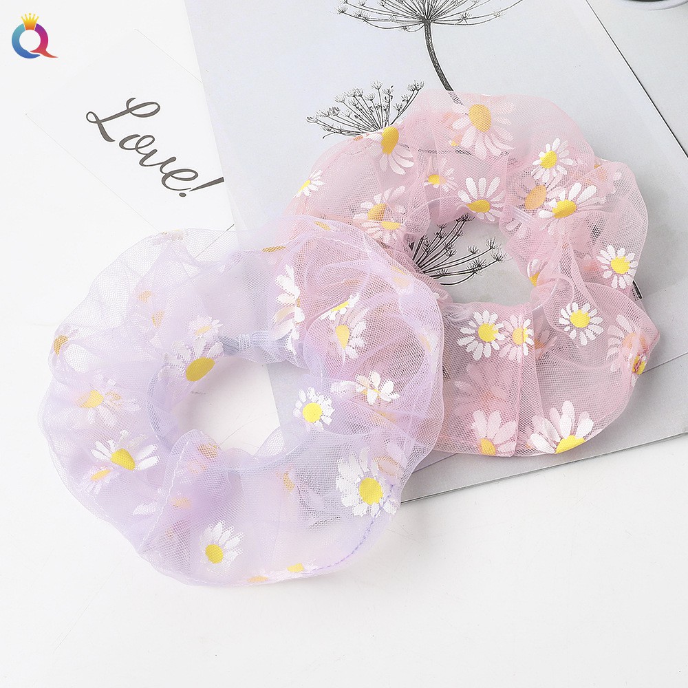 Cột tóc lưới scrunchies hoa cúc