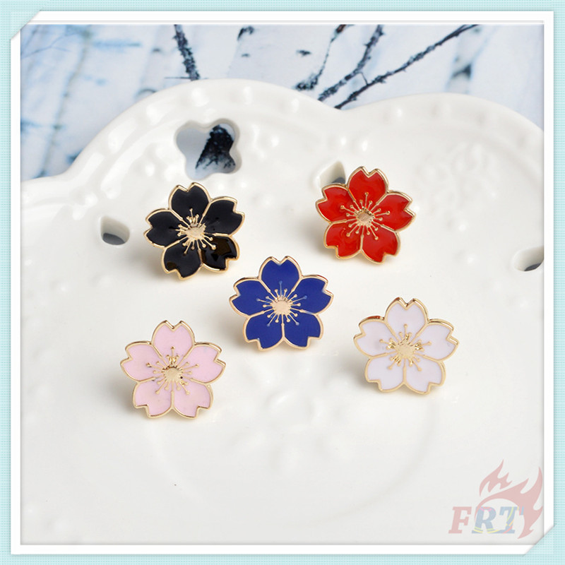 Ghim cài hình hoa anh đào tráng men dòng 01 trang trí balo 5 màu tùy chọn