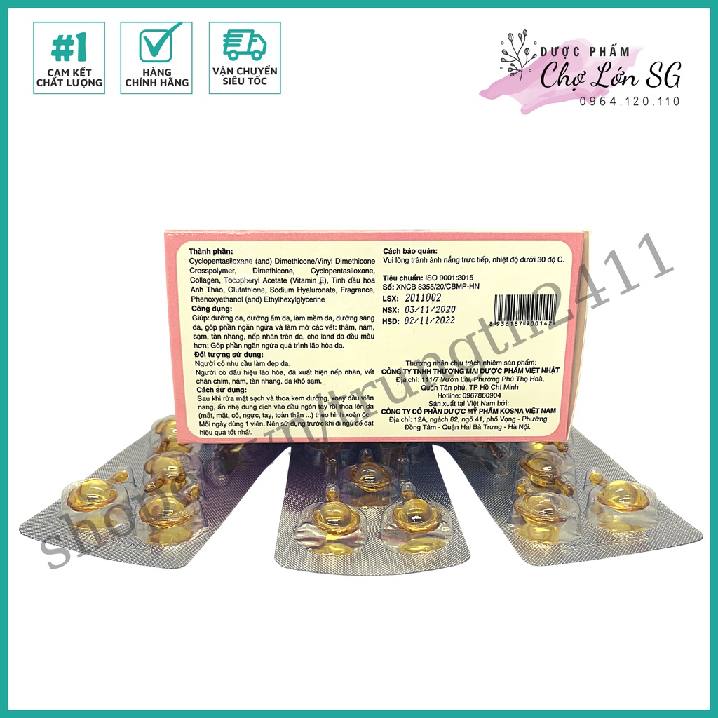 Viên bôi dưỡng da Collagen Hana Skin Collagen Mặt Hoa Da Phấn – hộp 30 viên