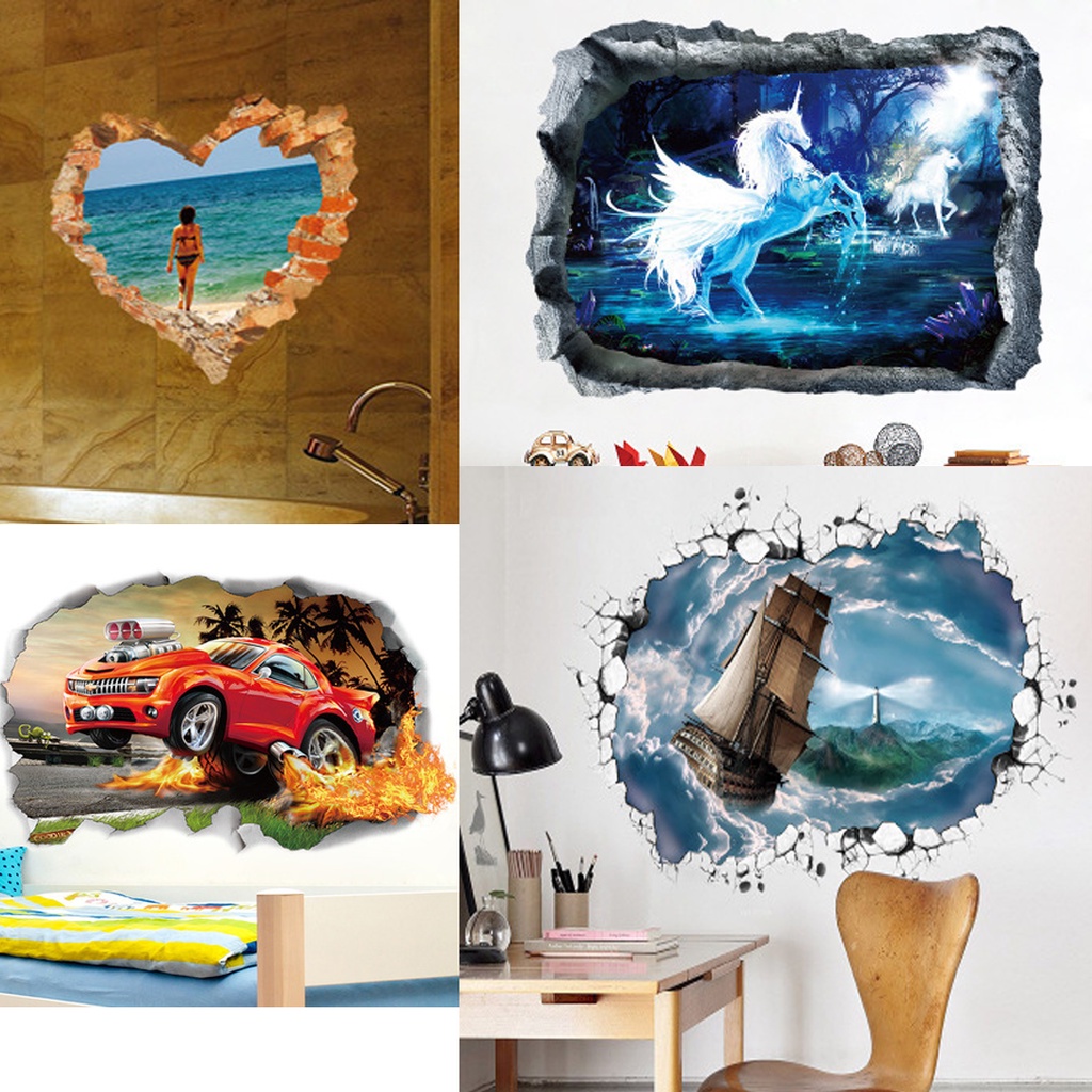 Decan dán tường, tranh dán tường đẹp ô cửa sổ kích thước 60x60cm SK6005