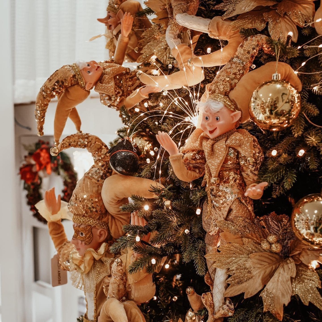 Chú hề treo cây thông màu xanh lá 40cm- phụ kiện decor cây thông Châu Âu 2023