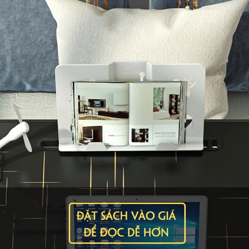 Bàn Học Thông Minh Gấp Gọn Cao Cấp Có Khe Cắm Ipad Và Ngăn Kéo - Bàn làm việc kèm Đèn quạt, cổng sạc USB tiện ích