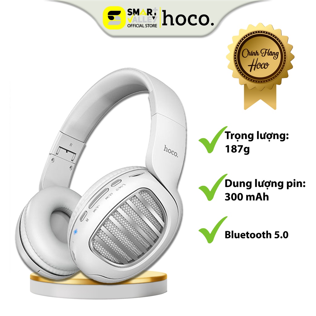Tai Nghe Chụp Tai Bluetooth Hoco W23, Headphone Không Dây Nghe Cực Hay, Micro Đàm Thoại, 8h Nghe Nhạc, Độ Trễ Thấp