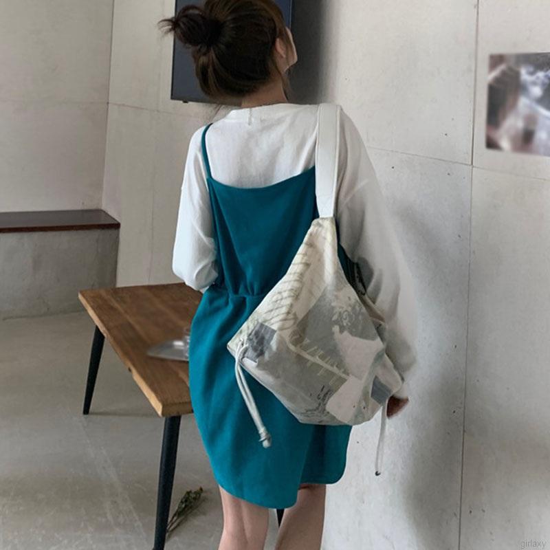 Đầm dáng dài giả hai lớp phối tay dài phong cách Hàn Quốc trẻ trung