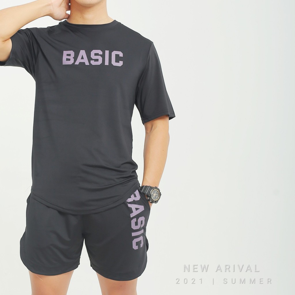 Bộ thể thao nam COOLFIT bộ đồ quần áo nam tập gym BASIC ngắn tay vải thun lạnh thoáng mát, co giãn, chuẩn form