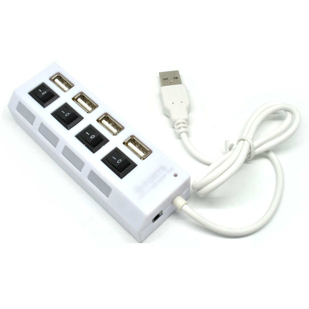 Bộ Chia USB 1 RA 4 - HUB USB 4 Cổng Có Công Tắc và Đèn Báo