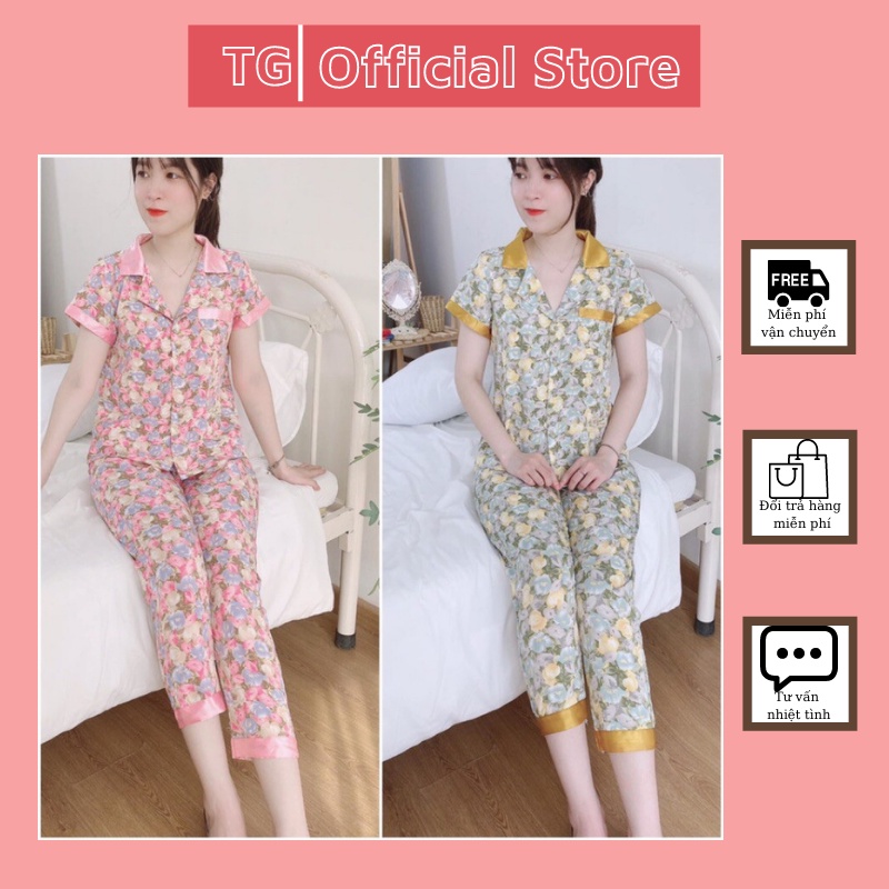 Pizama lụa,bộ mặc nhà nữ, bộ mặc nhà chất mềm mát, thấm hút mồ hôi, đủ size 40-63kg