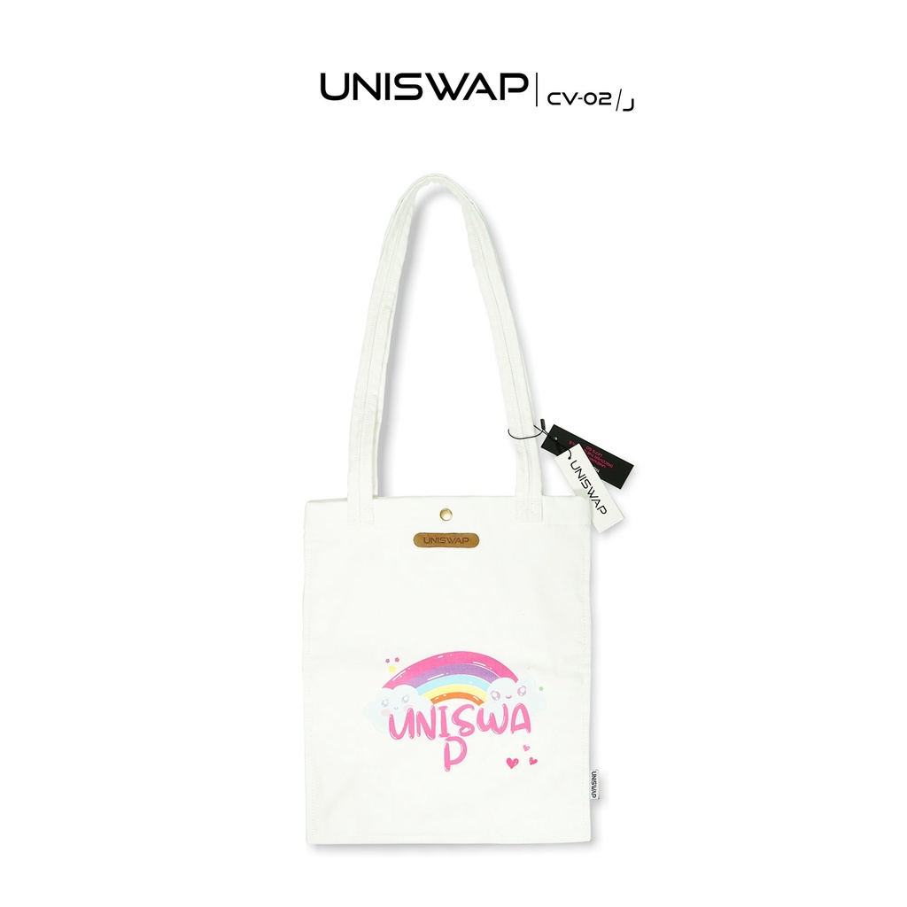 Túi tote đẹp, họa tiết độc đáo UNISWAP CV-02/J vải canvas 2 lớp dễ thương đi học, đi chơi (HÀNG NHƯ HÌNH)