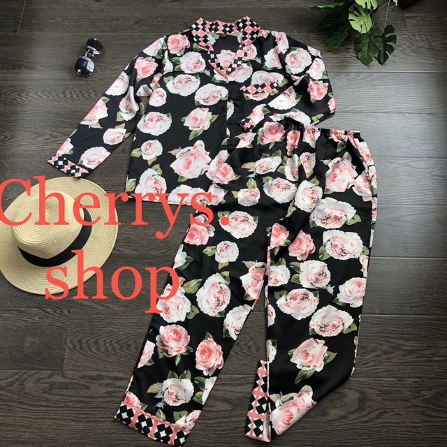 set đồ bộ pijama lụa satin tay dài quần dài họa tiết tết 2020 | BigBuy360 - bigbuy360.vn