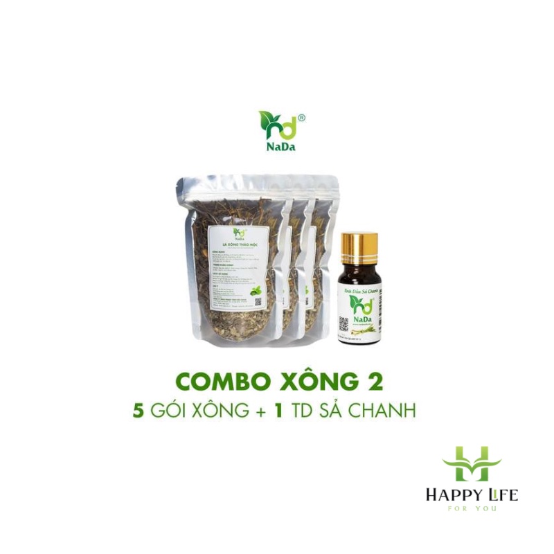 Lá xông giải cảm, lá xông thảo dược, xông giải cảm &amp; tinh dầu sả chanh, combo xông - Happy Life 4U