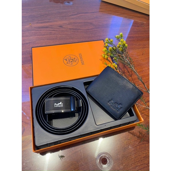 Set 2 Chi tiết dây lưng kèm mặt + ví fullbox tặng kèm túi giấy cao cấp