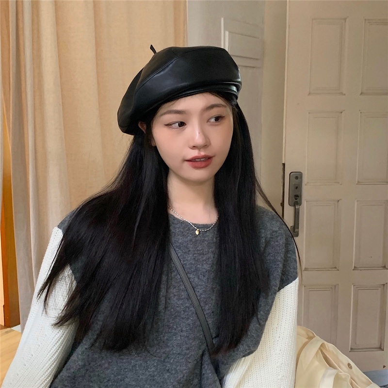 Mũ Beret Da Phong Cách Thời Trang Thu Đông Hàn Quốc Dành Cho Nữ