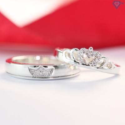 Nhẫn đôi bạc nam nữ khắc tên vương miện king queen ND0303 Trang Sức TNJ