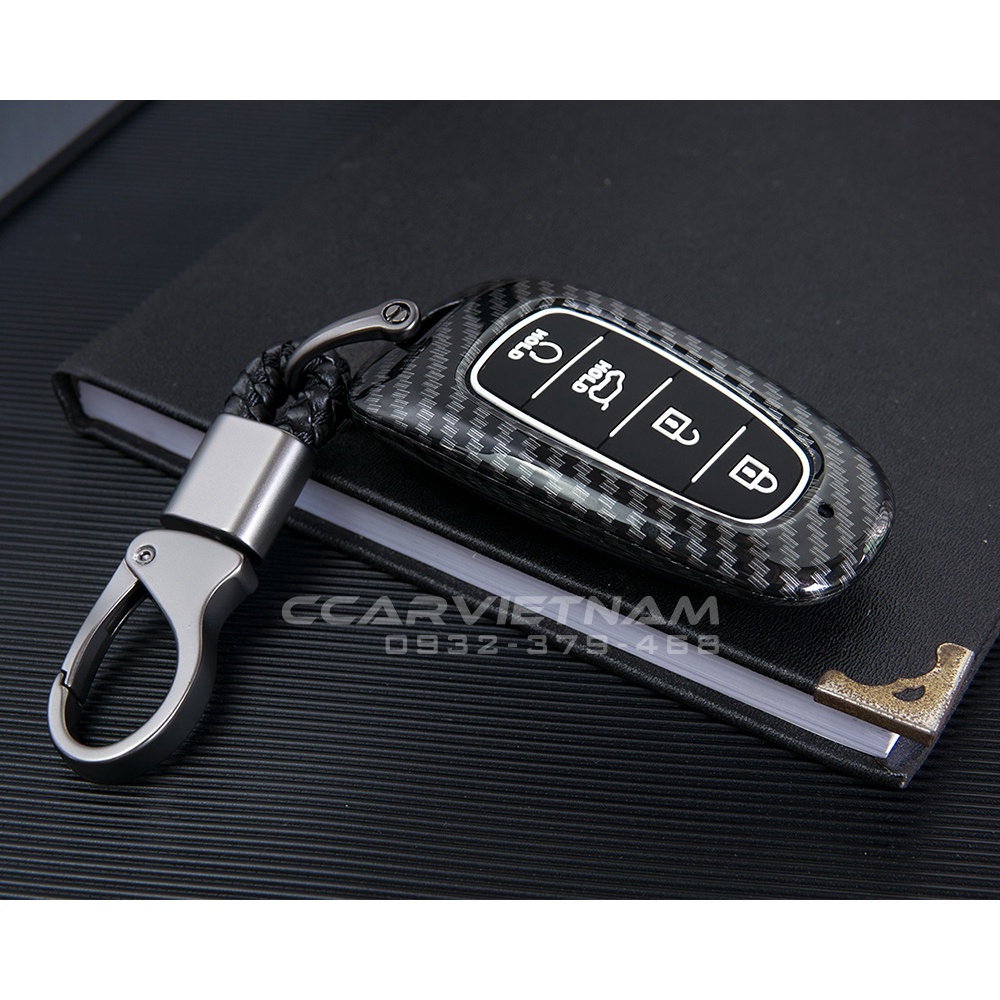 Ốp Khóa Ô Tô Hyundai Santafe 2021-2022, Tucson 2022 Vân Carbon Cao Cấp - Bọc Bảo Vệ Chìa Khóa MÃ [HYUN-21]