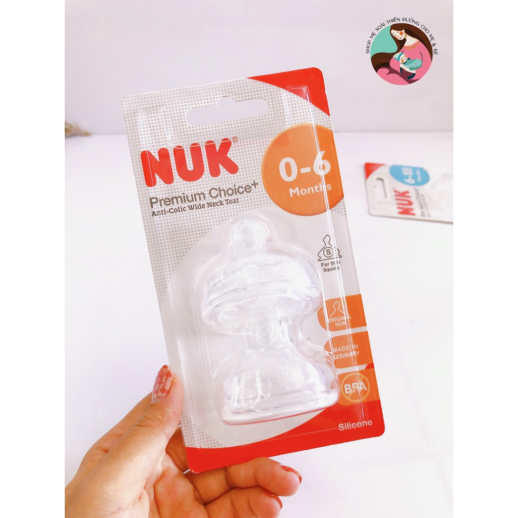 Bộ 2 núm ty thay thế bình sữa NUK - Premium Choice+ Silicone đủ size (Shop mẹ Xoài - Nhập NPP Ánh Dương)