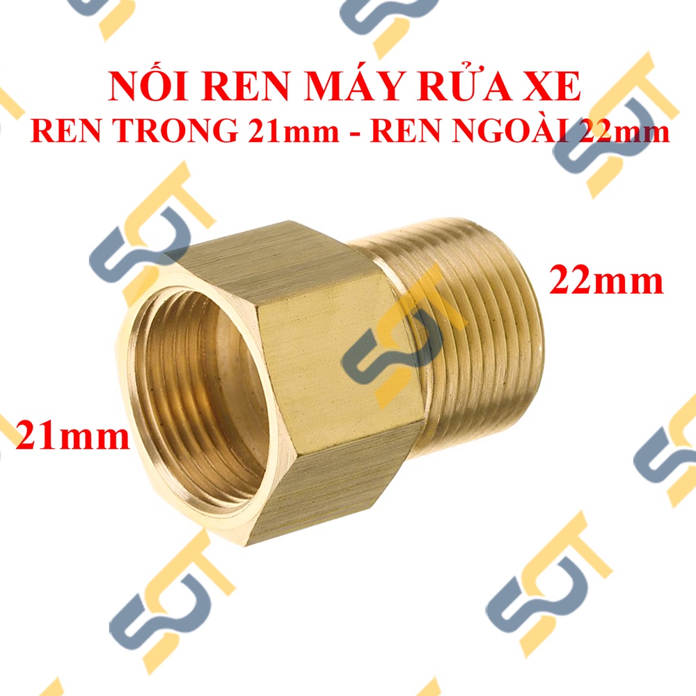 Nối REN TRONG 22mm nối máy rửa xe ĐỒNG THAU
