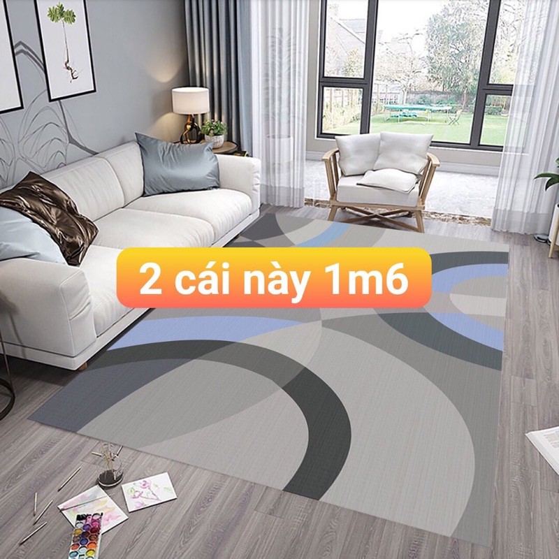 Thảm trải sàn bali 5D mẫu ô vuông xanh 1m6x2m3