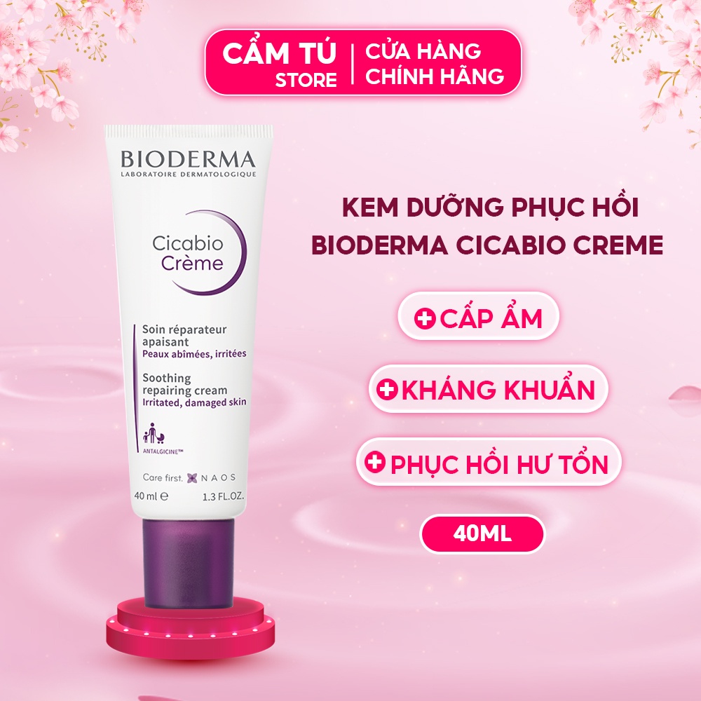 Kem Dưỡng Bioderma Tím Dưỡng Ẩm Phục Hồi Da Bioderma Cicabio Crème Bioderma  40ml Pháp