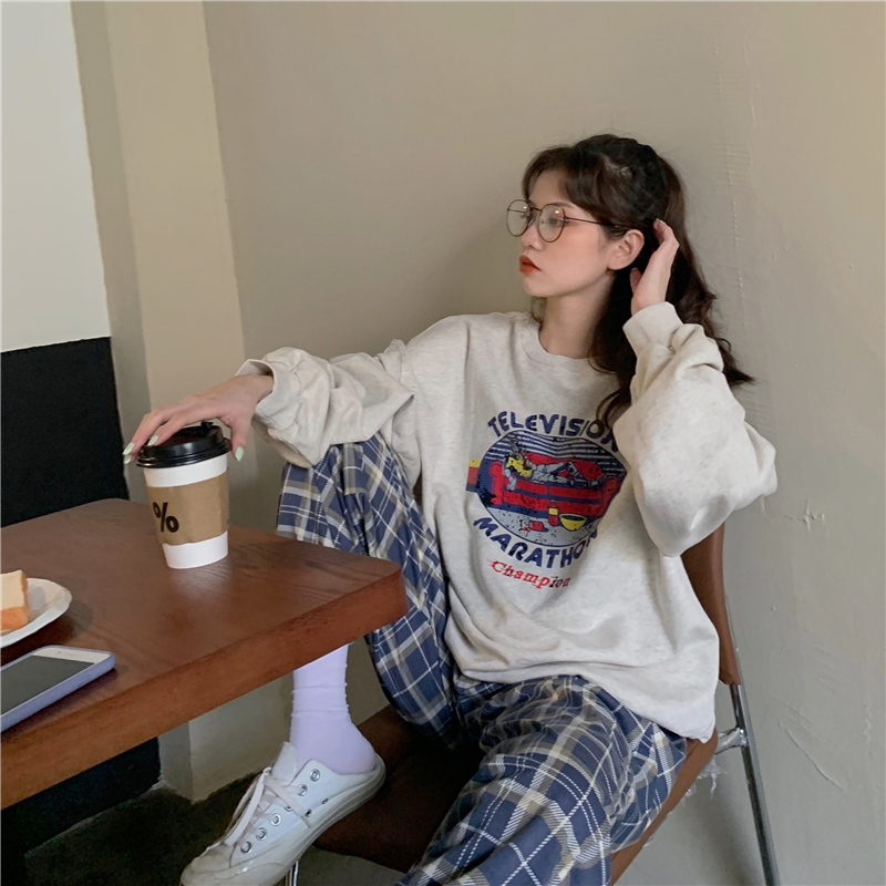Women Korean Cartoon Letter Printed Ulzzang Sweater | BigBuy360 - bigbuy360.vn