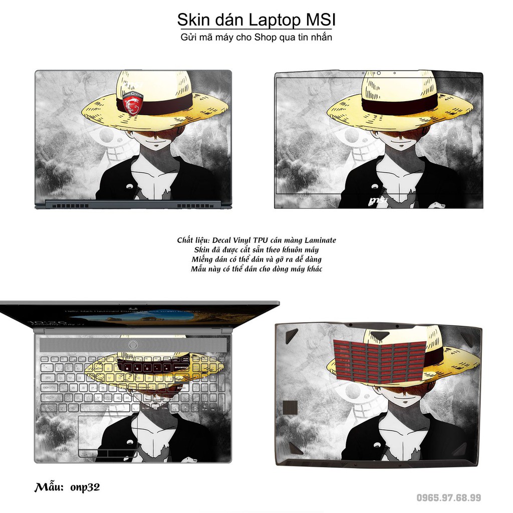 Skin dán Laptop MSI in hình One Piece _nhiều mẫu 22 (inbox mã máy cho Shop)