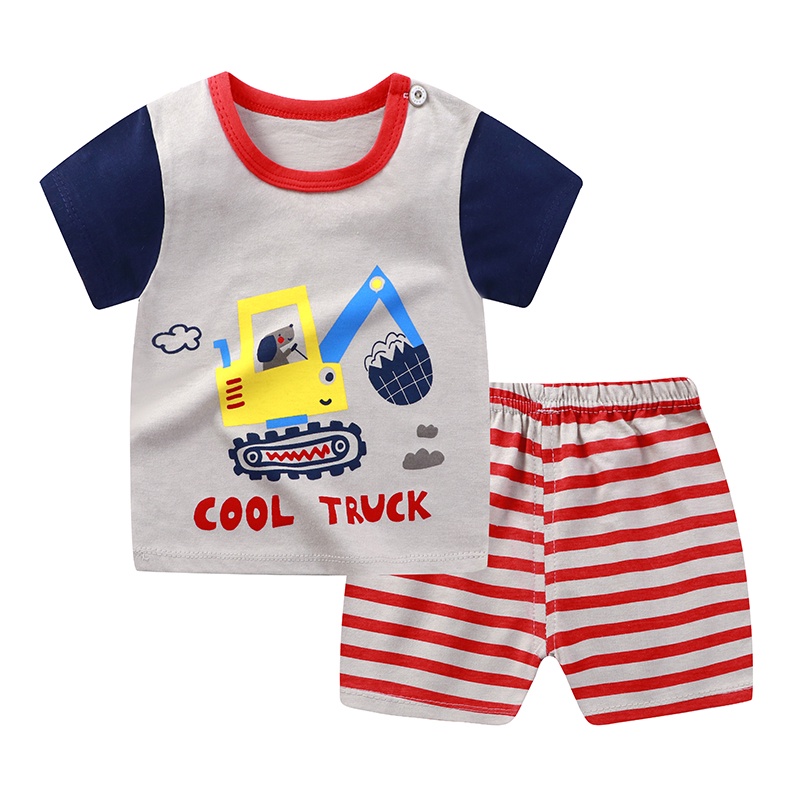 Set 2 Món Áo Thun In Hoạt Hình Vua Sư Tử + Quần Short Thời Trang Cho Bé Trai