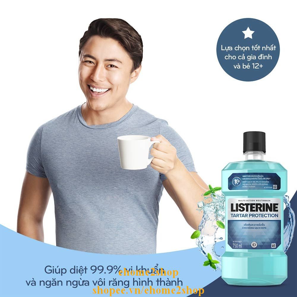 Nước Súc Miệng 250Ml Listerine Tartar Protection Ngăn Ngừa Vôi Răng Làm Thơm Miệng, shopee.vn/ehome2shop.