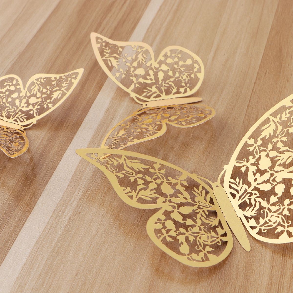 Set 12 miếng dán tường hình bươm bướm 3D nghệ thuật