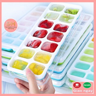 Khay làm đá silicon 14 viên có nắp đậy chống mùi tủ lạnh - Đồ Gi Dụng ĐH