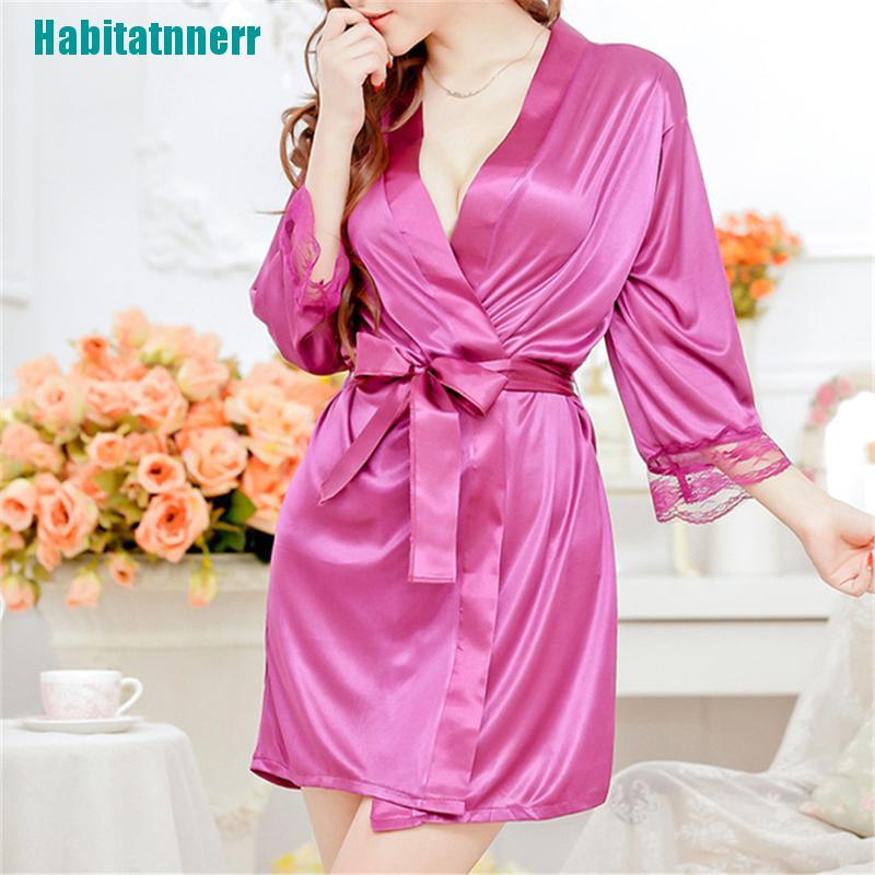 Bộ đầm ngủ lụa satin cột dây thời trang quyến rũ cho nữ