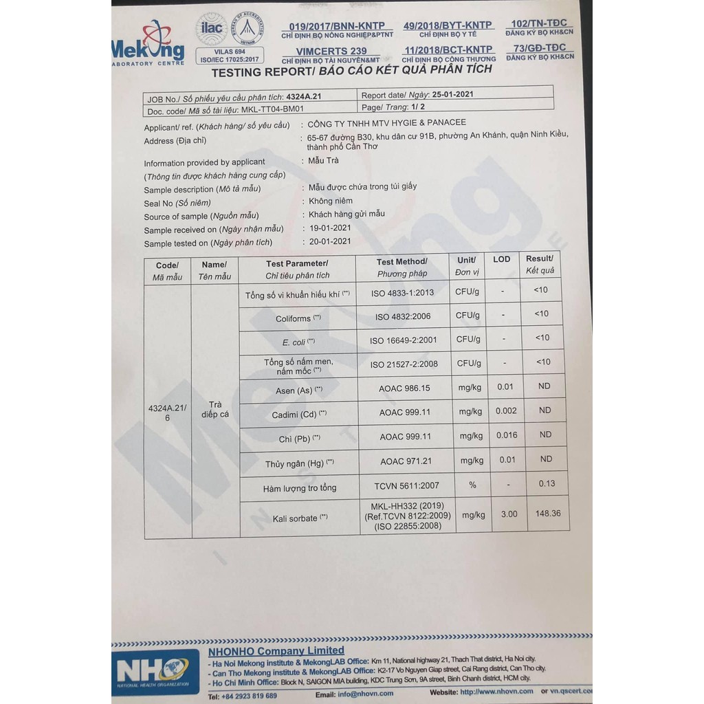 Trà Hoà Tan Diếp Cá Hygie 250gr