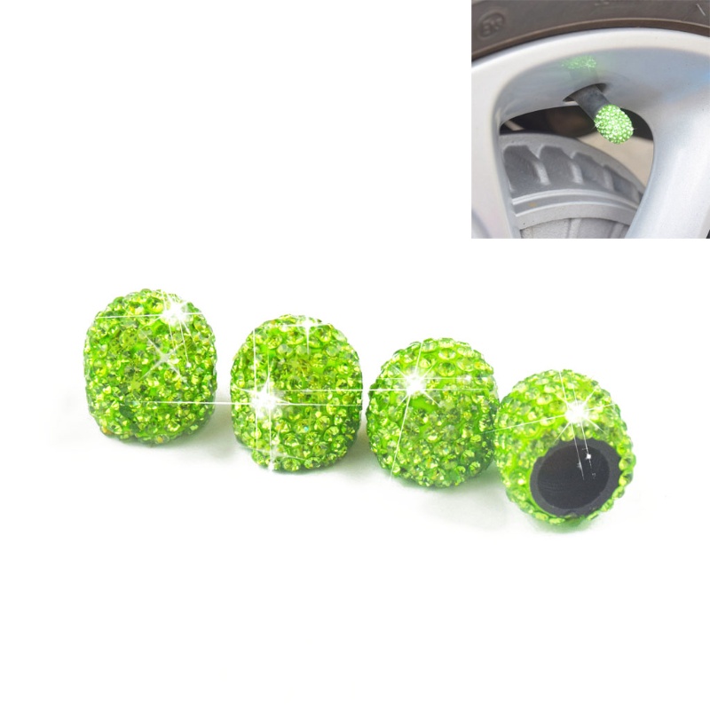 Set 4 Vỏ Bọc Nắp Van Khí Bánh Xe Đính Đá Pha Lê Handmade Dành Cho Trang Trí Ô Tô Univer