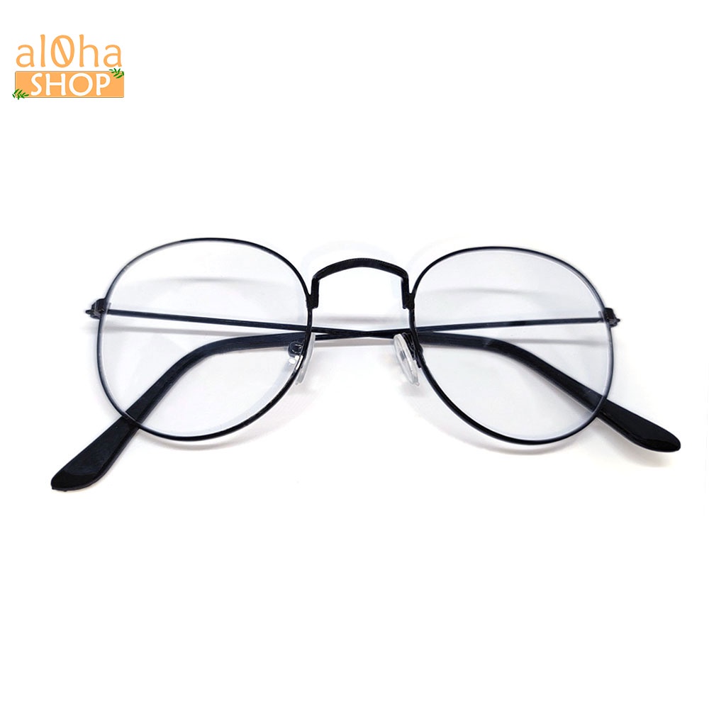 Mắt kính thời trang chống bụi gọng sắt tròn K024 nobita unisex nam nữ - al0ha Shop