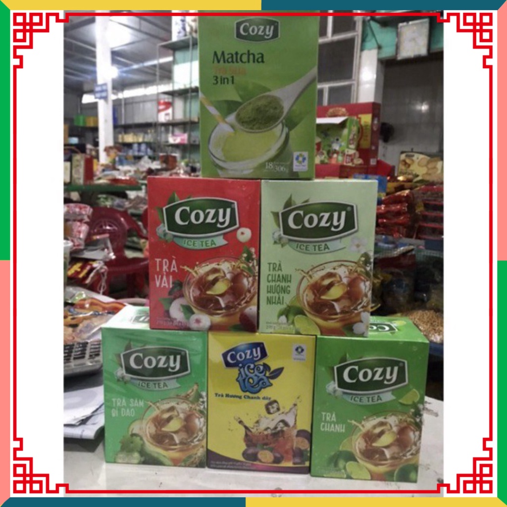 HOT LIKE Trà Cozy IceTea các Hương Đào-Chanh-Sâm Bí Đao-Chanh Hương Nhài-Vải-Matcha Trà sữa 3in1- Gừng