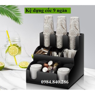 Kệ đựng cốc trà sữa - Giá đựng ly nhựa 9 ngăn mika cao cấp