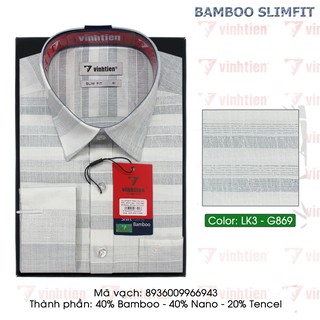 Áo Sơ Mi Dài Tay Bamboo Dáng SlimFit Vĩnh Tiến Cao Cấp G869