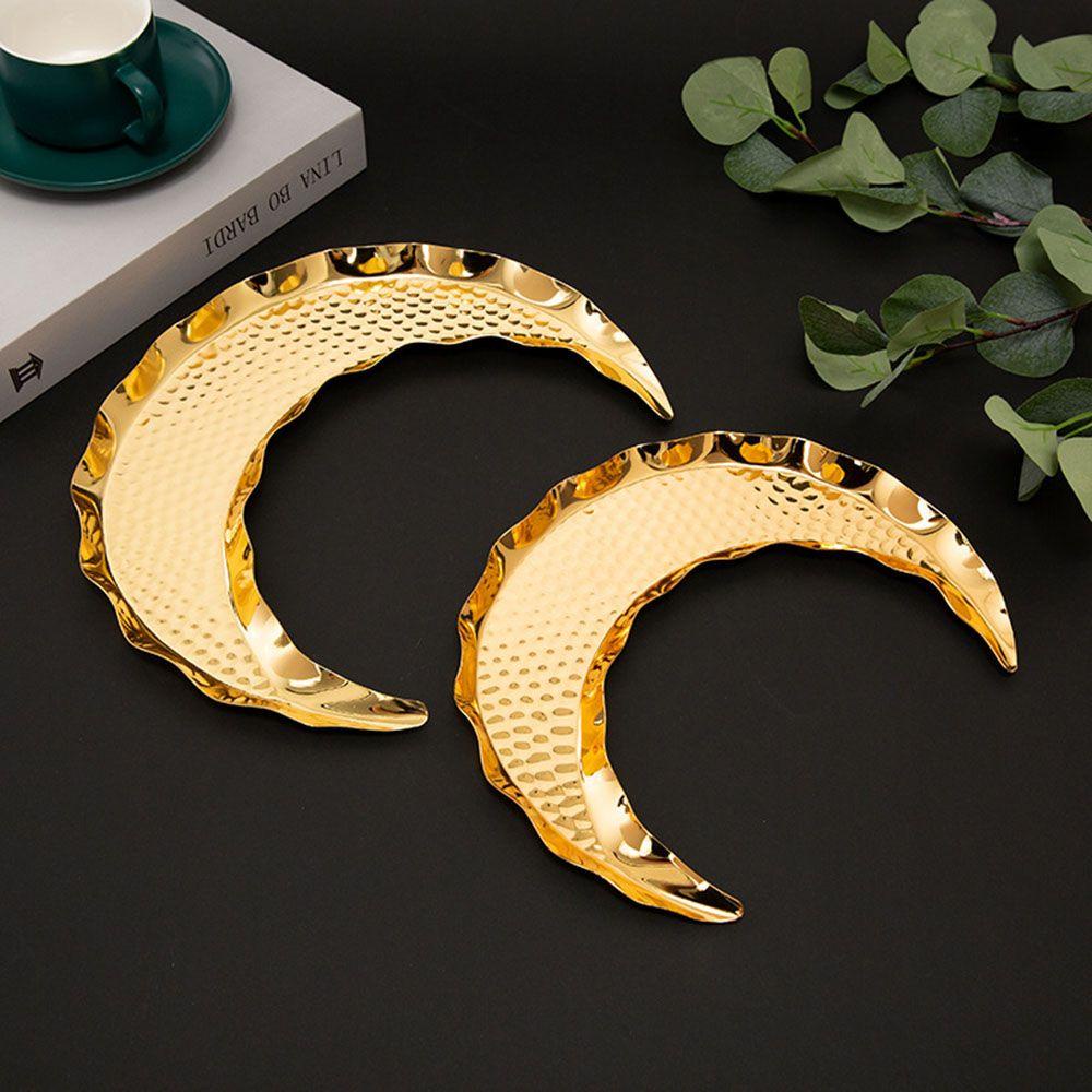 Khay Đựng Đồ Hình Mặt Trăng Sáng Tạo|Đĩa Đựng Trái Cây Bằng Kim Loại Phong Cách Hồi Giáo