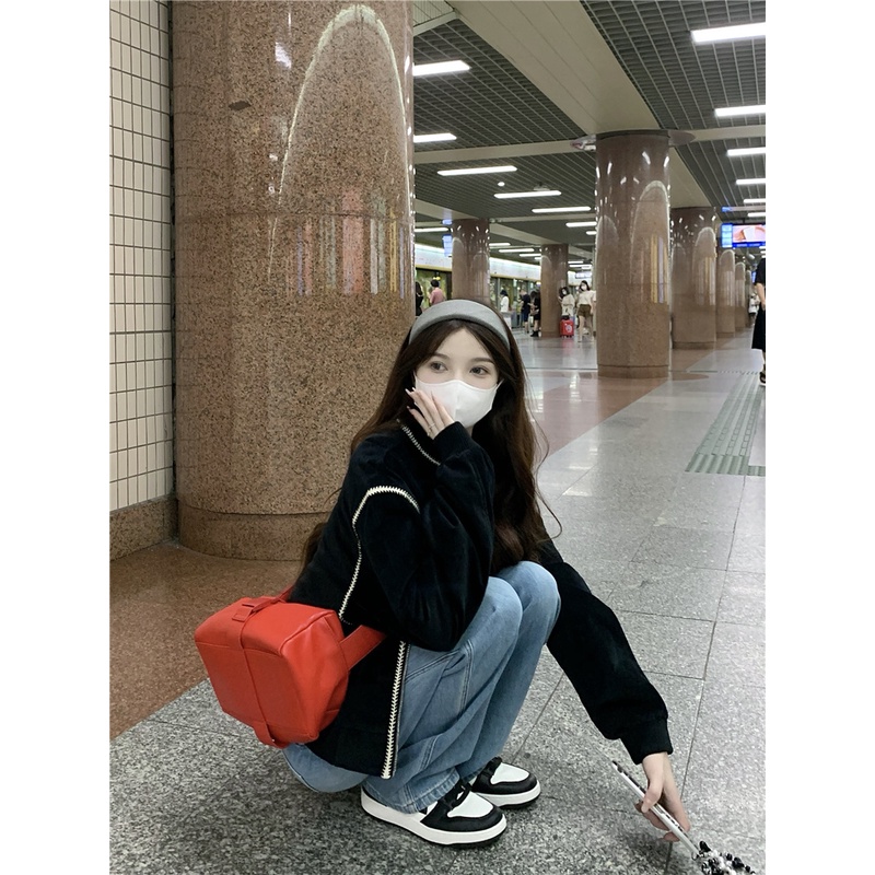 「 WELOVE1 」Áo Khoác Bóng Chày Dáng Rộng Thiết Kế Mới Thời Trang Theo Phong Cách retro Cho Nữ