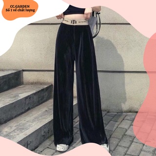 SẴN Quần culottes cạp cao hot tiktok quần dài nhung tăm [Ảnh/video thật]
