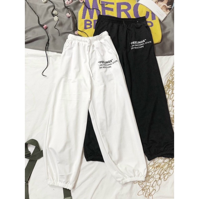 quần baggy da cá thêu chữ