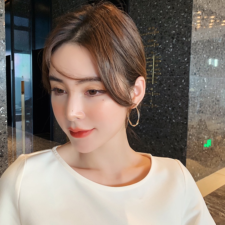 Thời Trang Bông Tai Mạ Bạc 925 Hình Tròn Màu Vàng / Khuyên tai