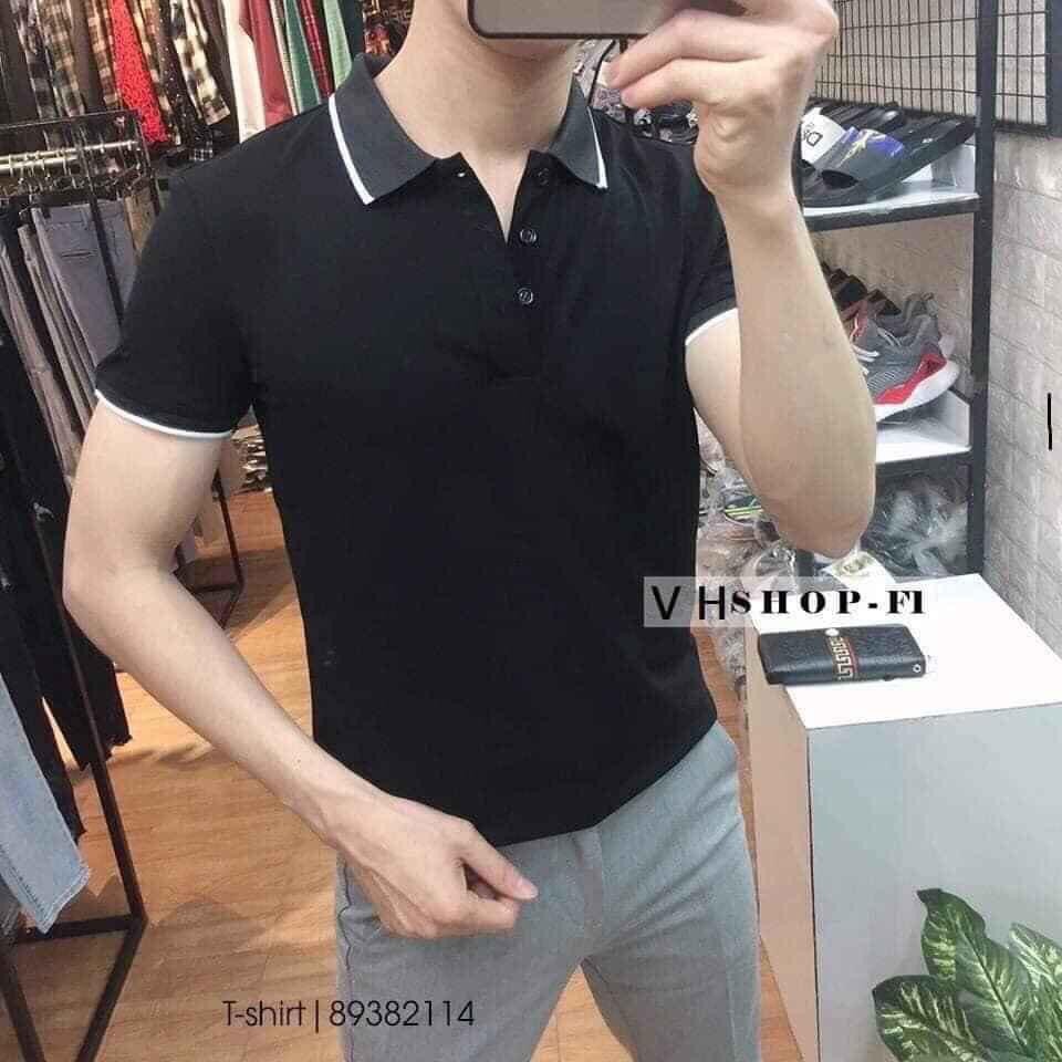 Áo phông nam Ikemen tay ngắn cổ bẻ phối viền cao cấp : Kiểu dáng Hàn Quốc chất liệu cotton , co giãn 4 chiều(APKV) | BigBuy360 - bigbuy360.vn
