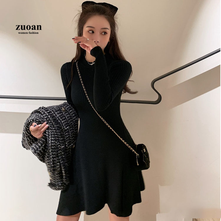 Đầm dệt kim SUXI tay dài dáng ôm thời trang mùa thu dành cho nữ
