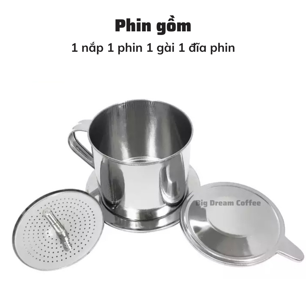 Phin pha cafe cao cấp Inox 304 có nắp vặn phin nhôm trung nguyên pha cà phê nguyên chất giữ nguyên hương vị đậm đà