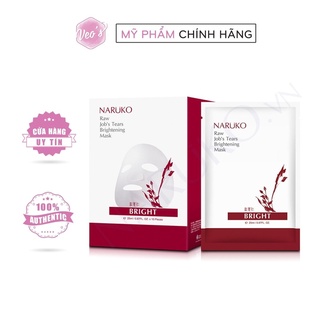Hộp Mặt Nạ Giấy Dưỡng Trắng Da Naruko Raw Job's Tears Brightening Mask 25ml (Hộp 10 miếng)