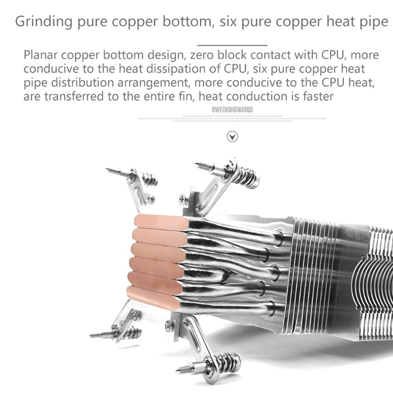 QUU 2 Power 6pcs High Efficiency Copper Tube RGB CPU Radiator Suitable for LGA 775/1156 amd Motherboard Cooling Fan intel | BigBuy360 - bigbuy360.vn