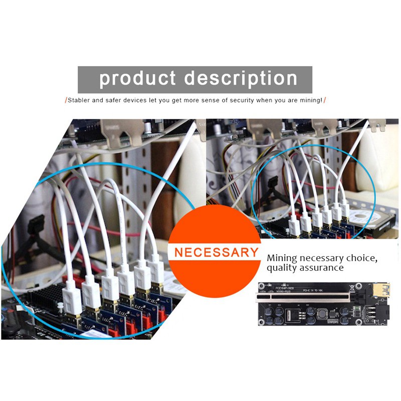 Set 5 Dây Cáp Thẻ 1x Sang 16x Pci-E 0.6m Usb 3.0 Cho Btc Ltc Mining | BigBuy360 - bigbuy360.vn